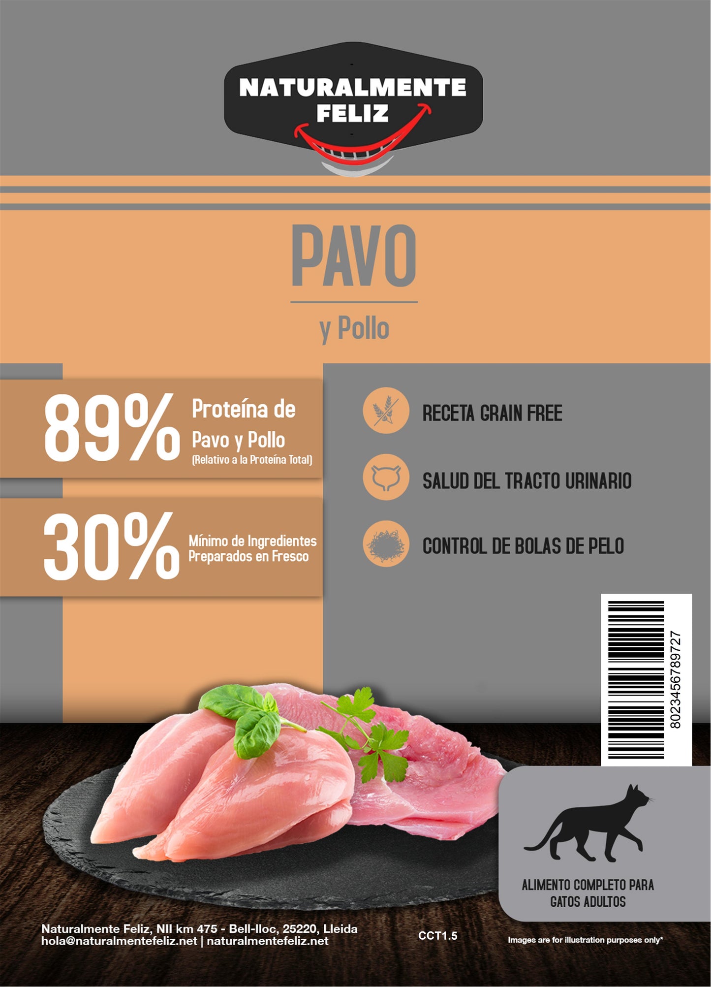 Pienso para gatos de pavo y pollo 100% natural: la mejor opción para el bienestar y la salud de tu gato (1,5kg)