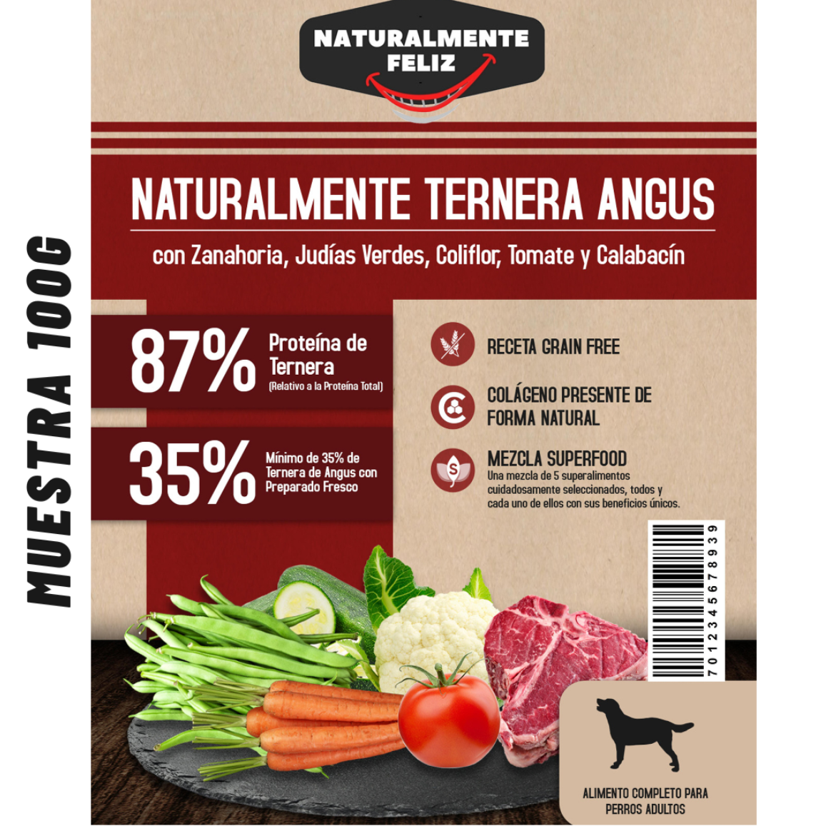 Pack de Prueba "Descubrimiento Gourmet" - Ternera Angus, Salmón Escocés, Pavo de Corral, Cordero de Pasto, Búfalo Italiano, Pollo de corral (6 x 100g ) Raza Mediana/Grande