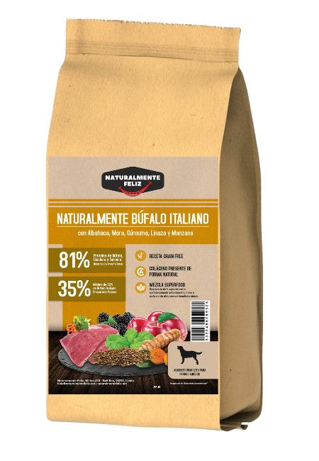 Naturalmente Búfalo Italiano con super alimentos - Pienso seco raza mediana/grande 6kg