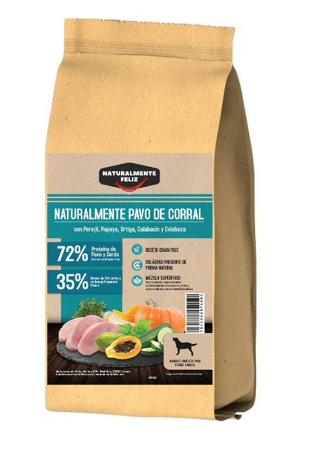 Naturalmente Pavo de Corral con super alimentos - Pienso seco raza mediana/grande 6kg