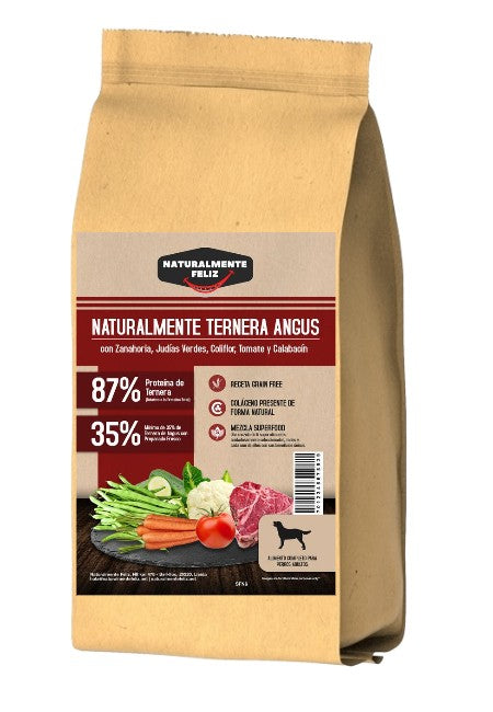 Naturalmente Ternera Angus con super alimentos - Pienso seco raza mediana/grande 6kg