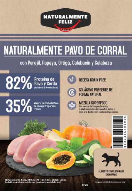 Naturalmente Pavo de Corral con super alimentos - Pienso seco para cachorros 6kg