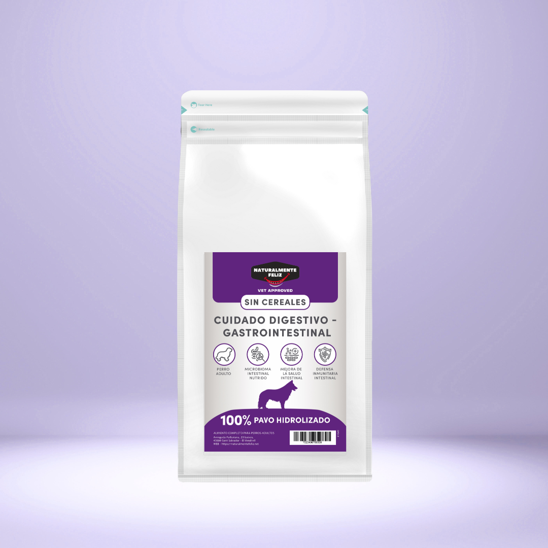 Pienso veterinario para el cuidado digestivo - gastrointestinal para perros de todas las edades Naturalmente Feliz Bolsa zip