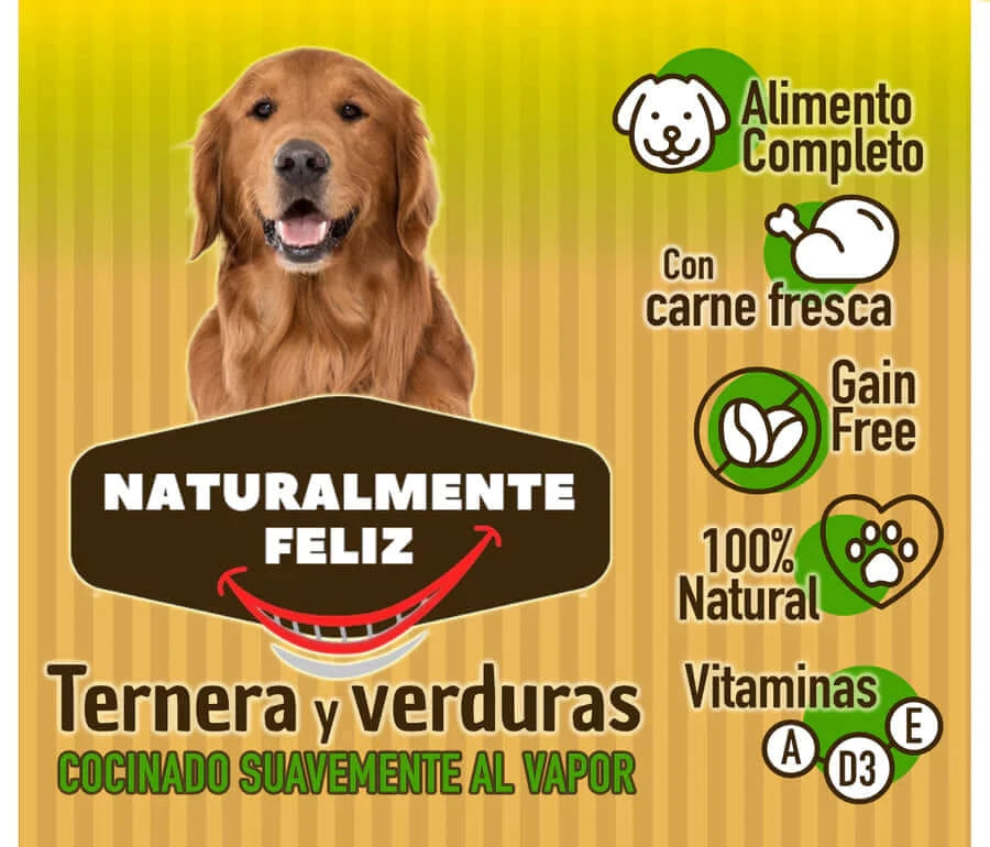 Mix Cocido Natural de Pollo - Ternera fresca y verduras - Naturalmente Feliz (5,4KG - 12 X 450gr)