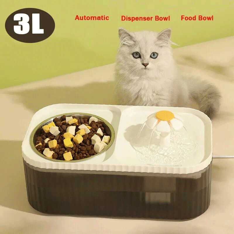 Comedero y Bebedero para Mascotas con Fuente – Alimentación y Agua Fresca en un Solo Lugar