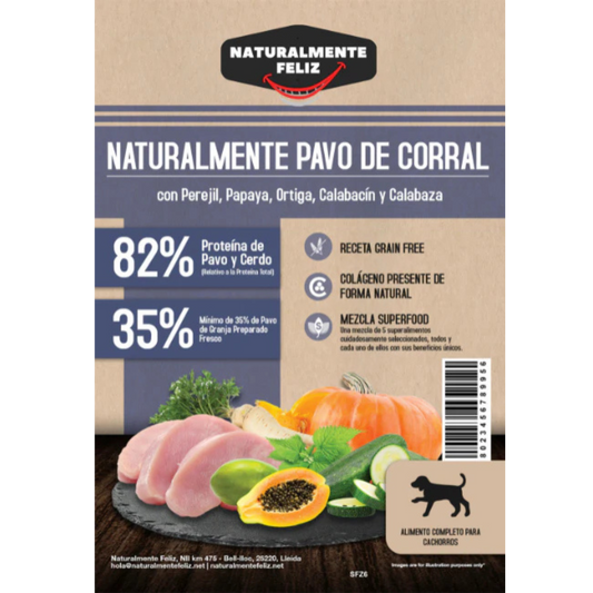 Naturalmente Pavo de Corral con super alimentos - Pienso seco para cachorros 6kg