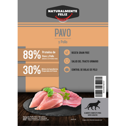 Pienso Natural para gato Pavo y Pollo