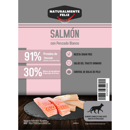 Pienso Natural para gato Salmón y Pescado blanco 