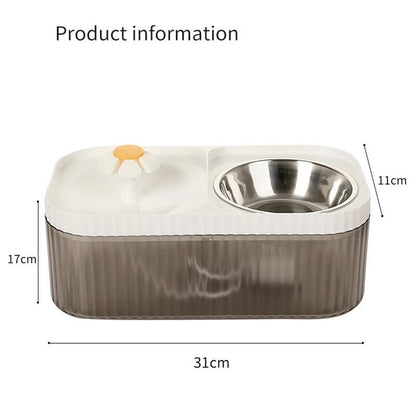 Comedero y Bebedero para Mascotas con Fuente – Alimentación y Agua Fresca en un Solo Lugar